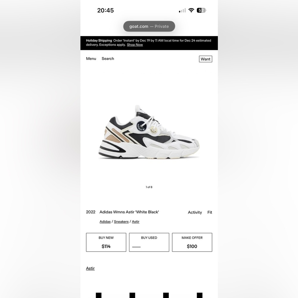 Adidas Women’s Astir ‘White Black’